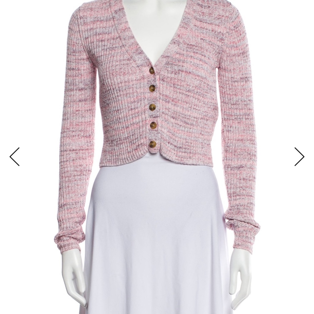 INTERMIX Light Pink Ribbed Cardigan - Picture 2 of 7